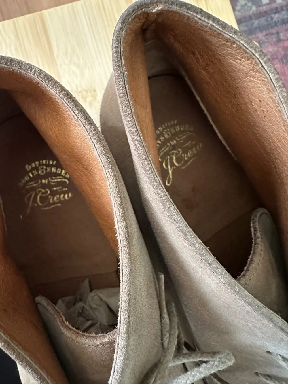 J.CREW Bennett Suede Chukka Boots‎ Tan Leather Lace Up Minimalist Classic 10.5